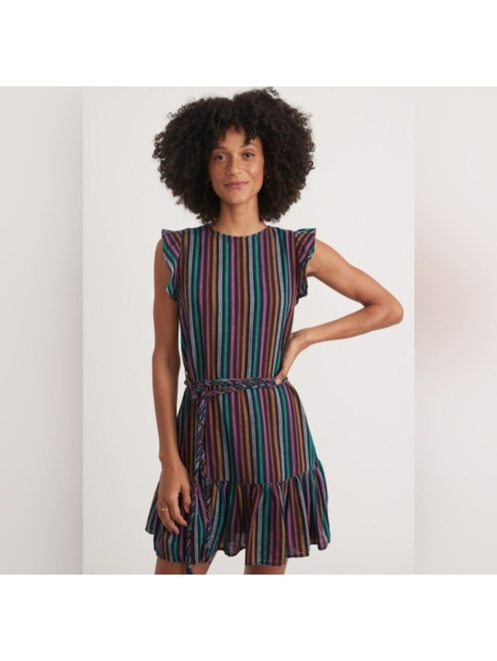 Marine Layer Laney Dress Tencel Linen Striped Women's Size XS